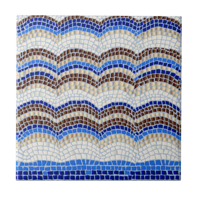 Pequeña baldosa cerámica del mosaico azul (Frente)