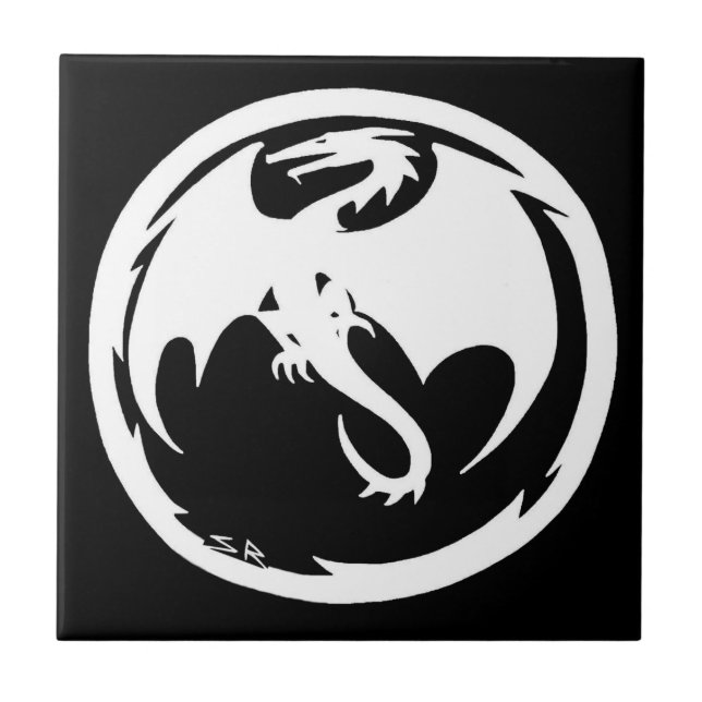 Pequeña baldosa de Dragon Blanco (Frente)