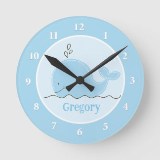 Pequeña ballena azul personalizada reloj de pared