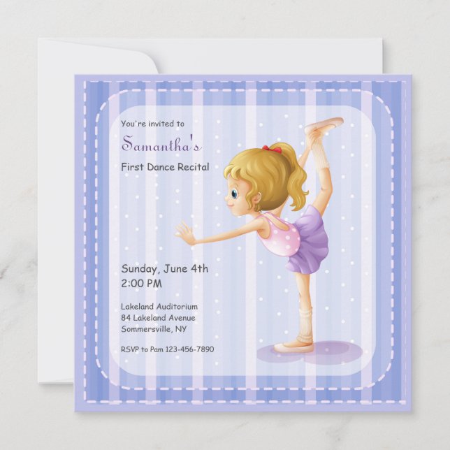 Pequeña Ballerina Dance Invitaciones Recitales (Anverso)
