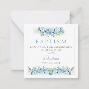 Pequeña Baptismo Gracias Tarjeta Niño Azul