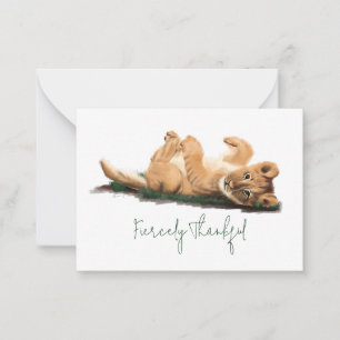 Pequeña Bebé Adorable León Gracias Tarjeta Pastel Vida Sil