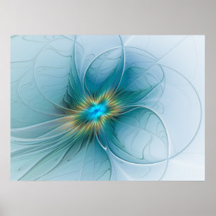 Pequeña belleza arte floral fractal moderno azul o