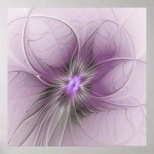 Pequeña belleza arte floral fractal moderno gris m