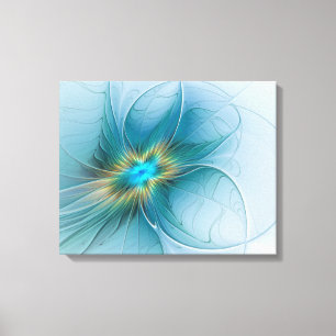 Pequeña belleza arte fractal moderno azul oro Flor