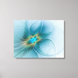 Pequeña belleza arte fractal moderno azul oro Flor