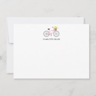 Pequeña Bicicleta rosa con tarjeta plana de cesta