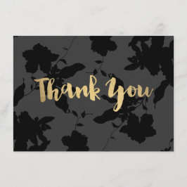 Pequeña Black Floral Gold Textos Gracias Tarjeta