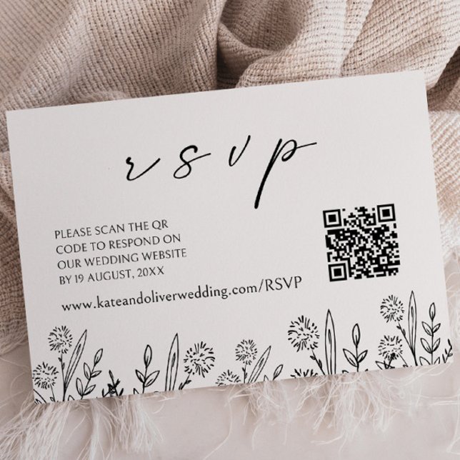 Pequeña Black Floral Wedding RSVP | Tarjeta de inclusión d (Subido por el creador)