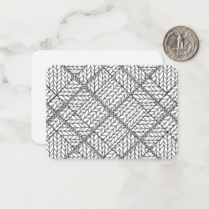 Pequeña BLANCO ARGYLE TEJIDO 3.5x2.5 Tarjeta plana / Horiz