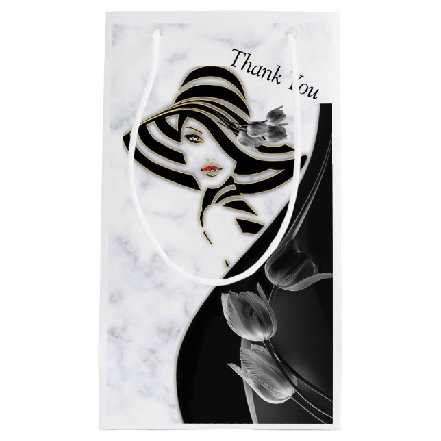 Pequeña Blanco moderno - Bolsa de regalo de abstracto de m (Anverso)