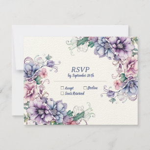 Pequeña Blue Moon on Flower (espalda): Tarjeta RSVP de bod