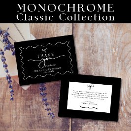 Pequeña Boda blanco y negro Gracias Tarjeta Monocroma