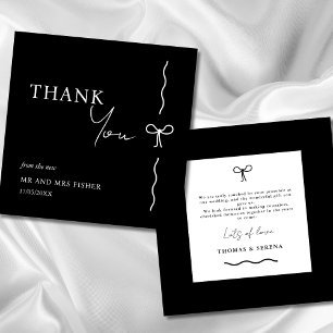 Pequeña Boda blanco y negro Gracias Tarjeta Monocroma