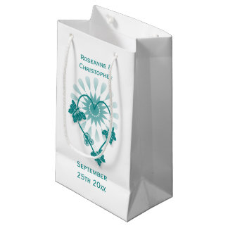 Pequeña Boda Bolsa de Regalo Pequeño Mariposas Verde azula