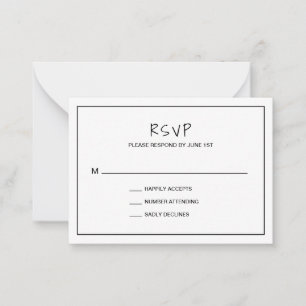 Pequeña Boda moderno Minimalista simple Mini tarjeta RSVP