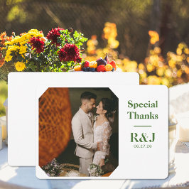 Pequeña Boda Pareja Monograma Añadir foto Tarjeta de agrad