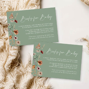 Pequeña Boho Floral Sage Green Books para la tarjeta del b