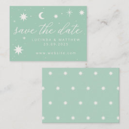 Pequeña Boho Verde Starry Wedding Guardar La Tarjeta De Fe