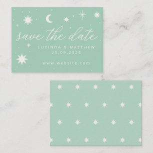 Pequeña Boho Verde Starry Wedding Guardar La Tarjeta De Fe