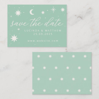 Pequeña Boho Verde Starry Wedding Guardar La Tarjeta De Fe