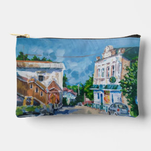 Pequeña bolsa cosmética de paisaje urbano europeo