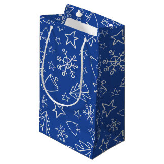 Pequeña Bolsa de regalo azul oscuro de Navidad