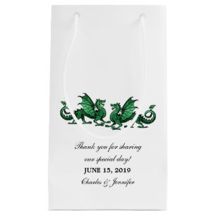 Pequeña Bolsa de regalo Boda de Dragones Elegantes Verdes