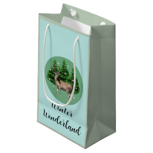 Pequeña Bolsa de regalo Bosque invernal de ciervos