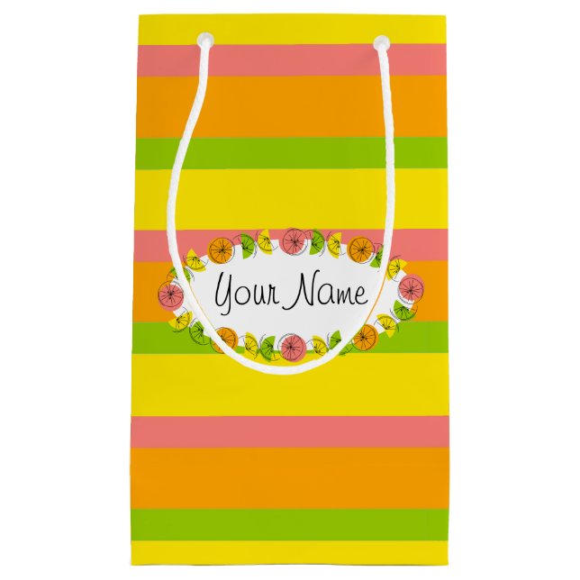 Pequeña Bolsa de regalo Citrus Oval Stripe Classic Name pe (Anverso)
