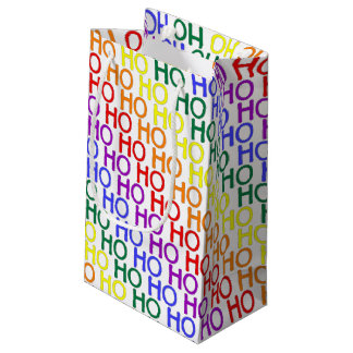 Pequeña Bolsa de regalo con patrón de Ho Ho Ho arcoíris