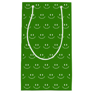 Pequeña Bolsa de regalo con patrón de sonrisa verde