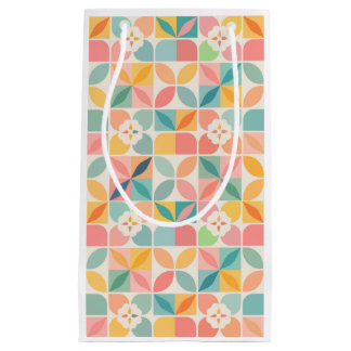 Pequeña Bolsa de regalo con patrón floral geométrico color