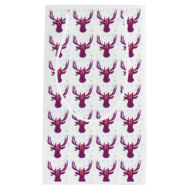 Pequeña Bolsa de regalo de Año Nuevo Purple Santa Deer (Anverso)
