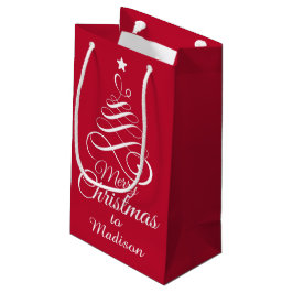 Pequeña Bolsa de regalo de árbol de Navidad con nombre per