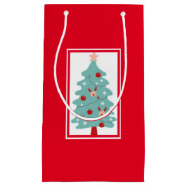 Pequeña Bolsa de regalo de árbol de Navidad (rojo)
