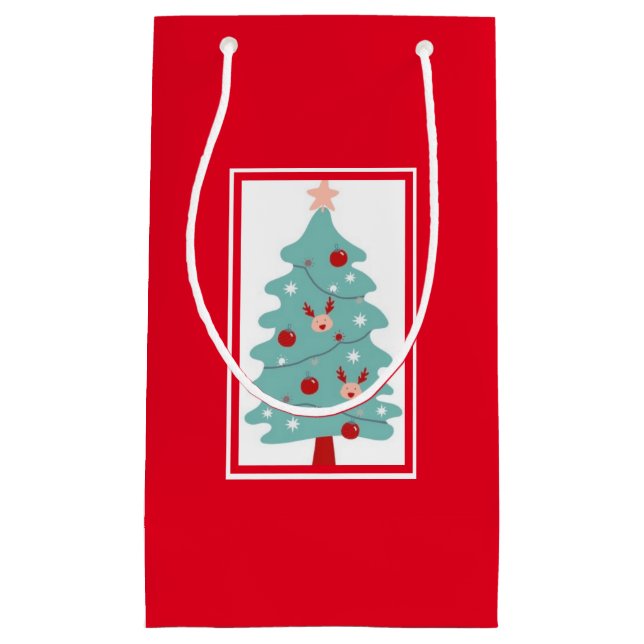 Pequeña Bolsa de regalo de árbol de Navidad (rojo) (Anverso)