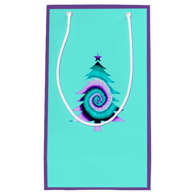 Pequeña Bolsa de regalo de árbol psicodélico (turquesa) (Anverso)