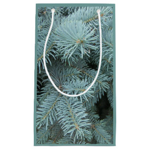Pequeña Bolsa de regalo de árbol verde gris de abeto azul