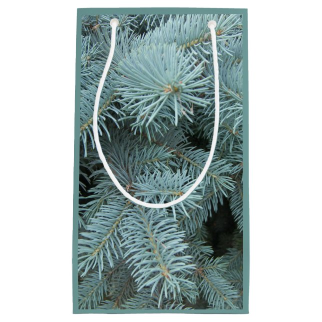 Pequeña Bolsa de regalo de árbol verde gris de abeto azul (Anverso)