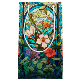 Pequeña Bolsa de regalo de arco floral de vidrio emplomado