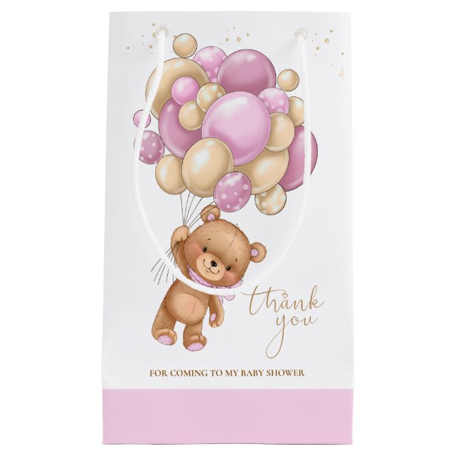 Pequeña Bolsa de regalo de Baby Shower de los globos rosad (Anverso)