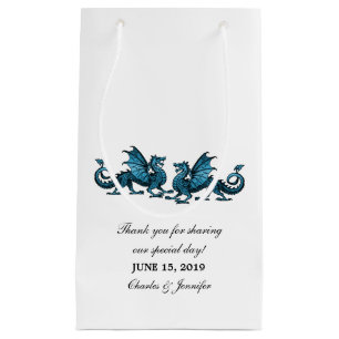 Pequeña Bolsa de regalo de Boda de Dragones Elegantes Azul