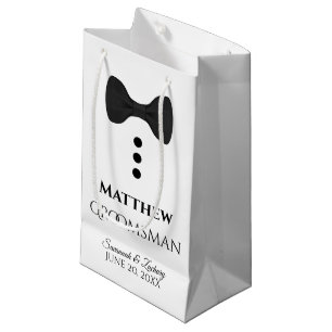Pequeña Bolsa de regalo de Boda Groomsman con cordón negro