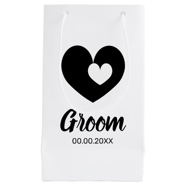 Pequeña Bolsa de regalo de boda pequeño con doble corazón (Anverso)