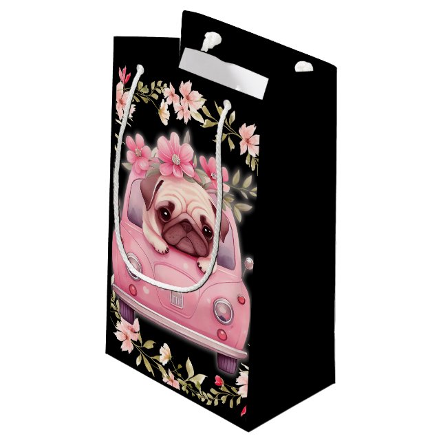 Pequeña Bolsa de regalo de cachorro rosa (Angulo reverso)