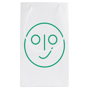 Pequeña Bolsa de regalo de cara de sonrisa en blanco