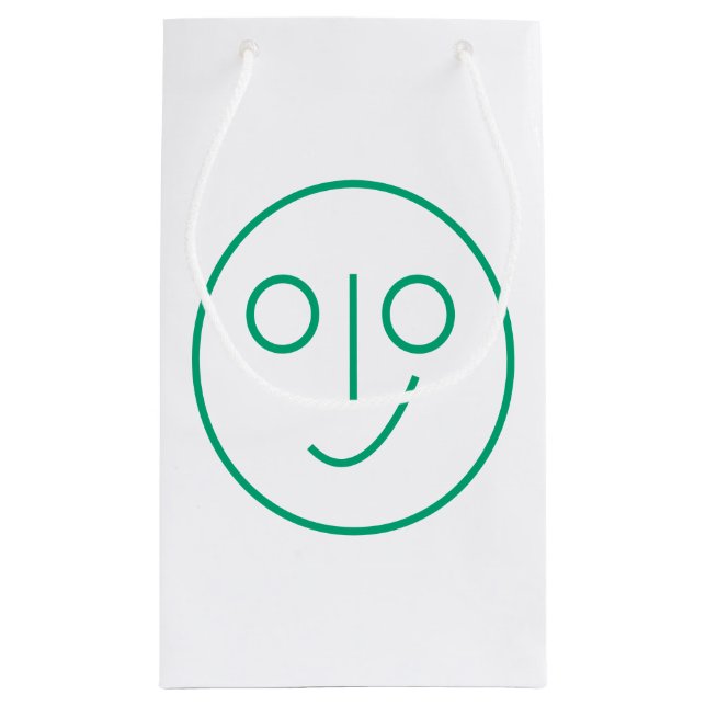 Pequeña Bolsa de regalo de cara de sonrisa en blanco (Reverso)