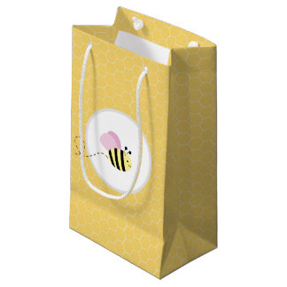 Pequeña Bolsa de regalo de Chica rosa Bumble Bee Honeycomb