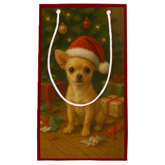 Pequeña Bolsa de regalo de Chihuahua de Navidad